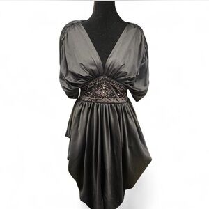 David Robin Yvette Elegant Black V-Neck Dress